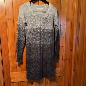 LOFT Gray Ombre Knit Sweater Dress